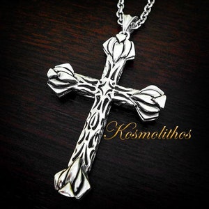 Cross Necklace Men, Sterling Silver Cross Pendant, Medieval Cross, Byzantine Necklace, Religious Jewelry, Men Jewelry, Medieval Necklace