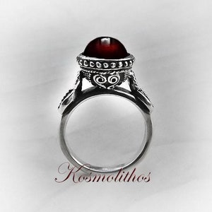 Sterling Silver Garnet Ring, Medieval Roman Style Jewelry