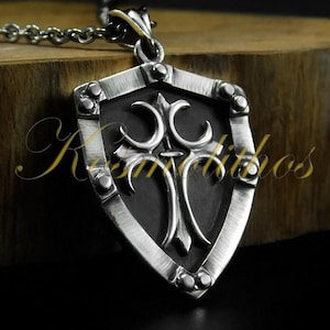 Sterling Silver Shield Cross Necklace, Gothic Cross Pendant Gift For Men, Religious Jewelry Cross Charm, Gothic Jewelry, Templar Cross Men