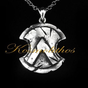 Spartan Shield Sterling Silver Necklace, Greek Warrior Pendant, Ancient Armor Charm