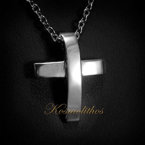 Sterling Silver Templar Cross Pendant Necklace, Mens Modern Protection Charm