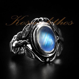 Moonstone Butterfly Ring Sterling Silver, Vintage Ring Moonstone, Art Nouveau Ring, Moonstone Jewelry, Antique Ring Moonstone Gift For Her