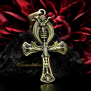 Ankh Double Sided Bronze Necklace, Egyptian Ankh Pendant Gift For Him Her, Ankh Cross Charm, Ankh Egyptian Symbol, Key Of The Soul Egyptian