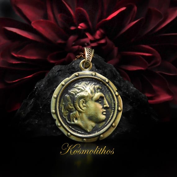Buy Alexander the Great Necklace Gift, Bronze Gold Pendant
