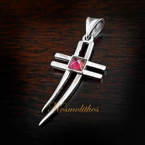 Sword Cross Sterling Silver Necklace, Katana Sword Cross Pendant Gift For Her, Silver Cross Charm, Holy Christ Protection Cross Necklace