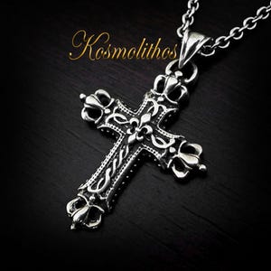 Fleur De Lis Cross Pendant: Sterling Silver Renaissance Necklace