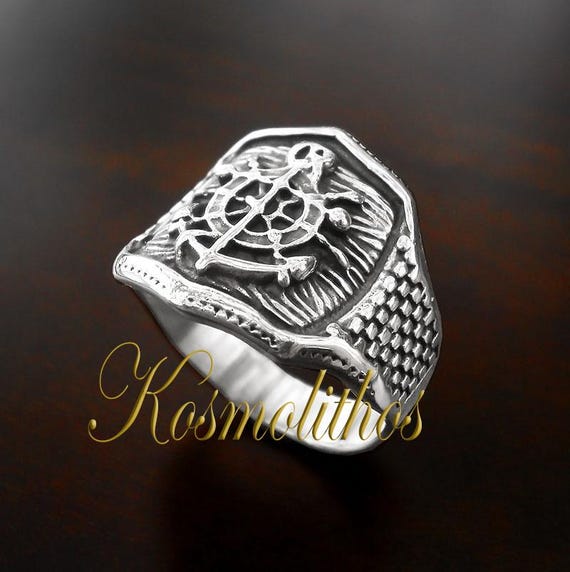 Bague d'ancre en argent sterling faite main, bijoux nautiques pour