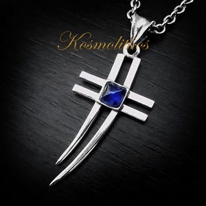 Sword Cross Sterling Silver Necklace, Katana Sword Cross Pendant Gift For Him, Silver Cross Charm, Holy Jesus Protection Cross Necklace