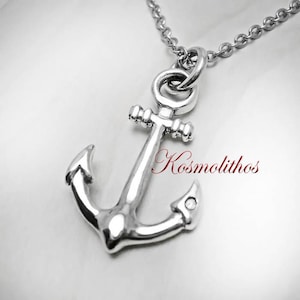Sterling Silver Anchor Pendant Necklace, Nautical Sailor Gift