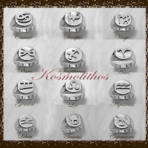 Astrology Sterling Silver Ring Men, Zodiac Sign, Men Jewelry Zodiac Ring, Astrology Gift, Chevallier Ring Zodiac Sign, Zodiac Sign Gift Ring