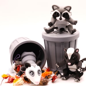 Trash Can Panda Set/ 3D prints/ Fidget Toys/ Opossum/ Skunk/ Racoon/ DiGGiPRINT3D