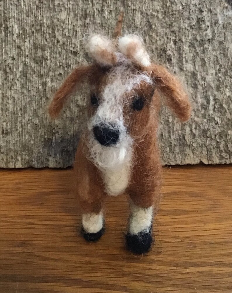 Needle Felted GOAT Rusty Brown Wool & White Wool. OOAK Goat Etsy