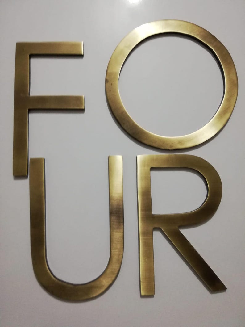 Solid Brass Lettering Brushed Brass Letters - Unlacquered Cast Brass Letters - Antique Aged ...