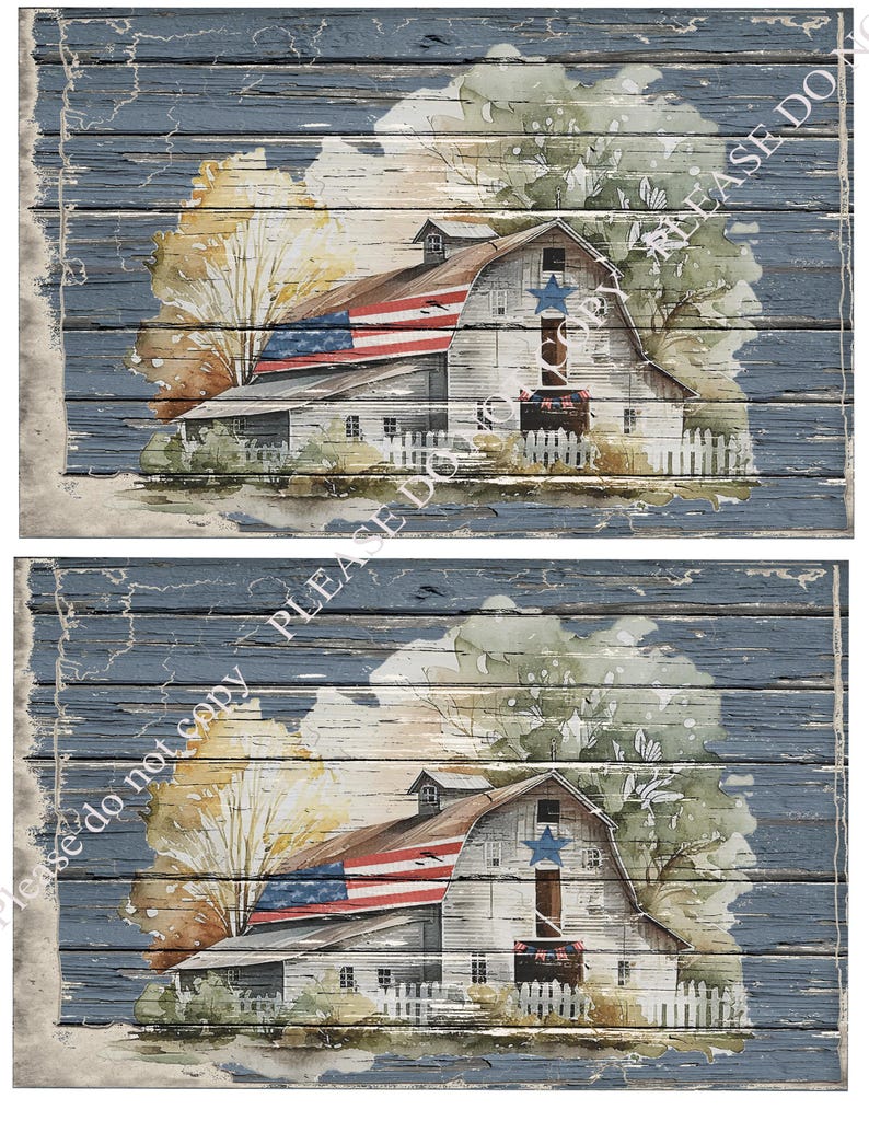 Vintage Farm Barn Rice Paper for Decoupage, Patriotic Print - Etsy