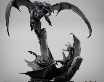 Battle of Dragons | Climactic Diorama for DND, TTRPG | Premium, Highly-Detailed 12K 3D Print | Rescale Miniatures Sculpt