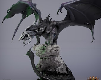 Black Dragon Elder | Monstrous Dragon DND, TTRPG Miniature | Premium, Highly-Detailed 12K 3D Print | Rescale Miniatures Sculpt