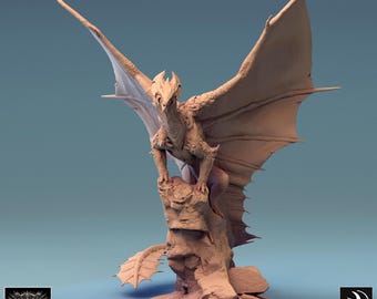 Brass Dragon | Metallic Dragon DND, TTRPG Miniature | Premium, Highly-Detailed 12K 3D Print | Rescale Miniatures Sculpt