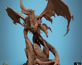 Ancient Blue Dragon | Chromatic Dragon DND, TTRPG Miniature | Premium, Highly-Detailed 12K 3D Print | Rescale Miniatures Sculpt