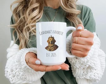 Grandma's Favorite Mug Custom Royal Pet Portrait Mug Personalized Dog Cat Mug Renaissance Pet Mug, Grandma Dog Mom Gift Custom Est. Year Mug