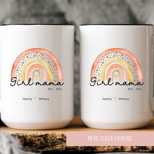 Custom Mom mug Coffee Mug Personalized Girl Mama Mug Gift for Mom Mother's Day 2025 Gift, Accent Mug with Text Design kids Names mug