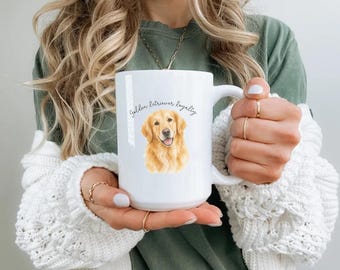 Golden Retriever Mug, Cute Golden Retriever Coffee Mug, Dog Mom Gift, Golden Retriever Owner Gift, Funny Dog Lover Mug, Watercolor Dog Mug