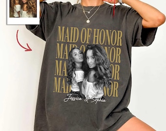 Custom Photo Bridesmaid Shirt, Personalized Maid of Honor Shirt, Birthday Gift For Best Friends, Bridesmaid gift, aD035hDb