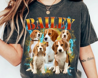 Custom Comfort Colors® Retro Dog Shirt, Personalized Pet Tee, Custom Photo 90s Graphic, Bootleg Rap Dog Shirt, Custom Design Tshirt