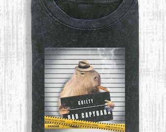 Funny Capybara Mugshot Shirt, Bad Capybara Crime Scene Tee, Cute Animal Meme Gift for Pet Lovers