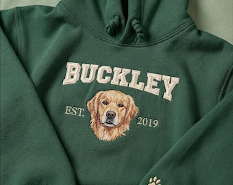 Personalized Cat Face Hoodie, Custom Embroidered Cat Portrait Sweatshirt, Pet Name Hoodie, Unique Gift for Cat Lovers, e201QhQa