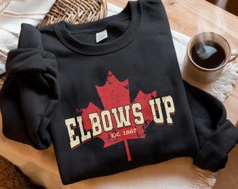 Sweat à capuche Elbows Up Canada, sweat à capuche fier canadien, sweat à capuche unisexe confortable, sweat à capuche True North, idéal pour les événements canadiens