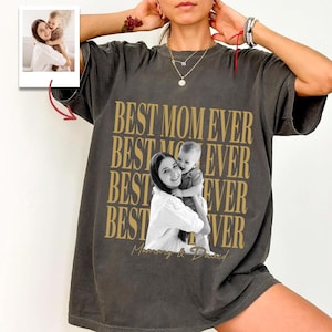 Personalisiertes Mama Vintage Foto Shirt, Benutzerdefinierte Muttertags Shirt mit Kinderfoto, Benutzerdefinierte beste Mutter aller Zeiten Shirt, neue Mutter Geschenk, aI120fUb