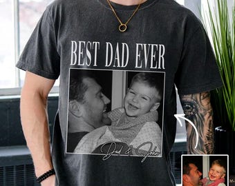 Vintage Retro Custom Photo Dad Shirt, Father's Day Shirt, Best Dad Ever Shirt, New Dad Gift, Funny Dad Shirt, aG23Te5b