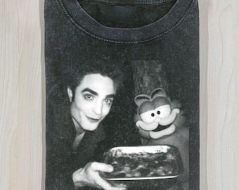 chemise Garfield Meme délavée vintage, t-shirt parodie Vampirecore drôle, haut comédie d'horreur rétro, cadeau pour les amateurs de cinéma