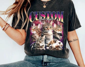 Chemise personnalisée pour animal de compagnie rap bootleg, chemise photo personnalisée pour animal de compagnie, t-shirt graphique vintage des années 90, personnalisez votre propre idée de bootleg ici, insérez votre conception