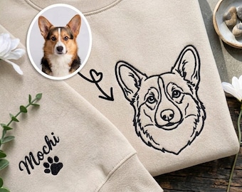 Personalized Line Art Pet Apparel, Custom Dog & Cat Portrait Embroidery, Pet Memorial Gift, Pet Lover Present, eN03VhZa