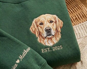 Custom Pet Embroidered Shirt,Personalized Dog Portrait Tee,Custom Dog Embroidery Shirt From Photo,Pet Mom Gift,Embroidered Cat, eY31IgDd