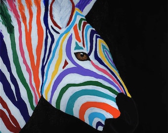 Abstract Zebra Art Print: Colorful Animal Painting
