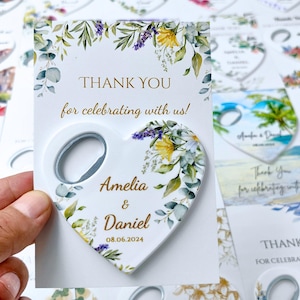 Personalized Wedding Favor: Floral Bottle Opener Magnet