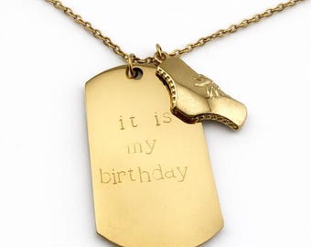 Collar "Es mi cumpleaños", joyería de Vanderpump Rules, dije de bragas de bikini, etiqueta grabada a mano, regalo para fans de Bravo TV, collar de cultura pop