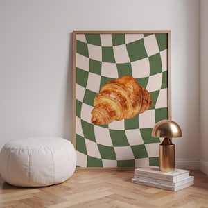 Croissant French Croissants Pastry Pastries Retro Wall Art Printable Kitchen Decor Food Digital Download