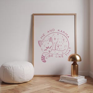Taylor Karma Is A Cat Purring In My Lap Wall Art Pink Trendy Swiftie Print Room Decor Digital Download