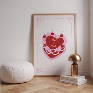 Short n Sweet Cake Pink Red Coquette Decor Poster mural imprimable, téléchargement numérique