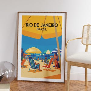 Rio De Janeiro Brazil Copacabana Colorful Summer Beach Trendy Travel Poster Travel Gift Wall Art Home Decor Digital Download