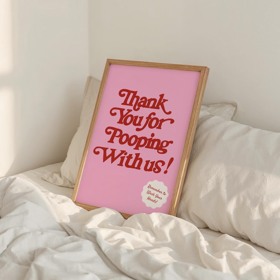 Thank You for Pooping With Us Wall Art Print, Pink Retro Funny Bathroom ...