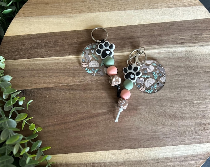 Featured listing image: Paw print Keychain with Add On