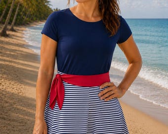 Modest Swim Suit  – Nautical Style