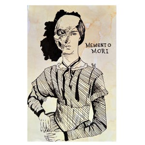 Charlotte Bronte Memento Mori Dark Academia - Impression giclée à partir d'une illustration à l'encre à la main originale - Carte postale