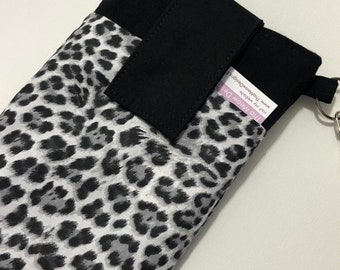 All mobile phone case purse sleeve wallet purse for all iPhone/Samsung Galaxy/LG, htc/motorola phone holder pouch - Gray Leopard