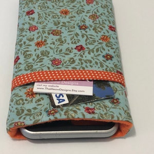 Handmade Floral Cell Phone Sleeve: Padded Wallet Pouch