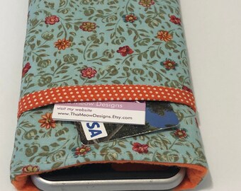 Handgemachte Florale Handy-Tasche: Gepolsterte Brieftasche
